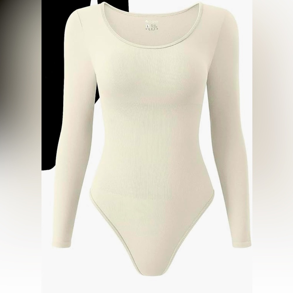 QQQ Amazon waist snatching ribbed bodysuit cream ribbed small
